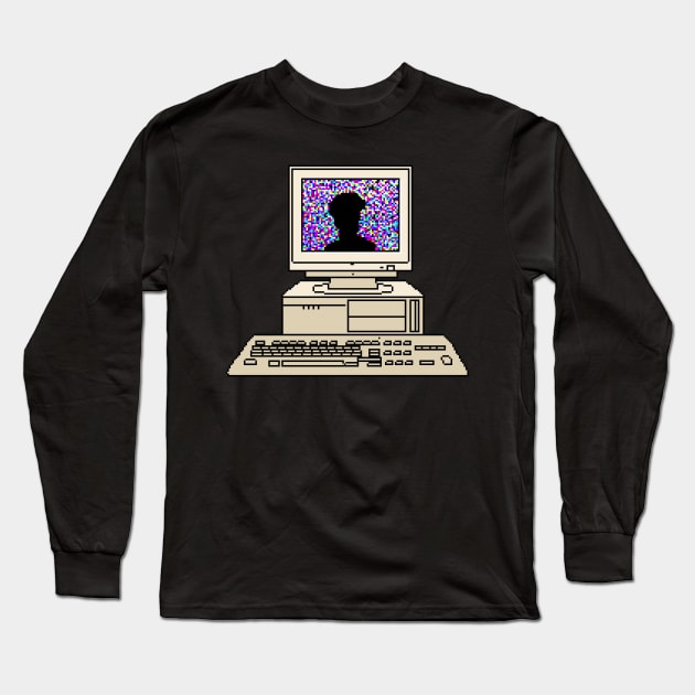 Vaporwave Computer Pixel Long Sleeve T-Shirt by ssydneyart